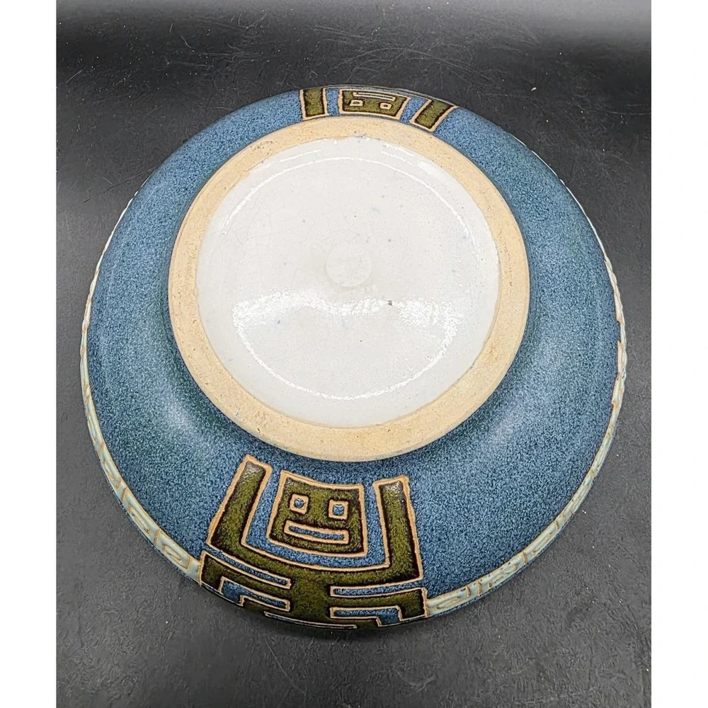 Vintage Art Pottery Geometric Splatter Decorative Bowl 8
